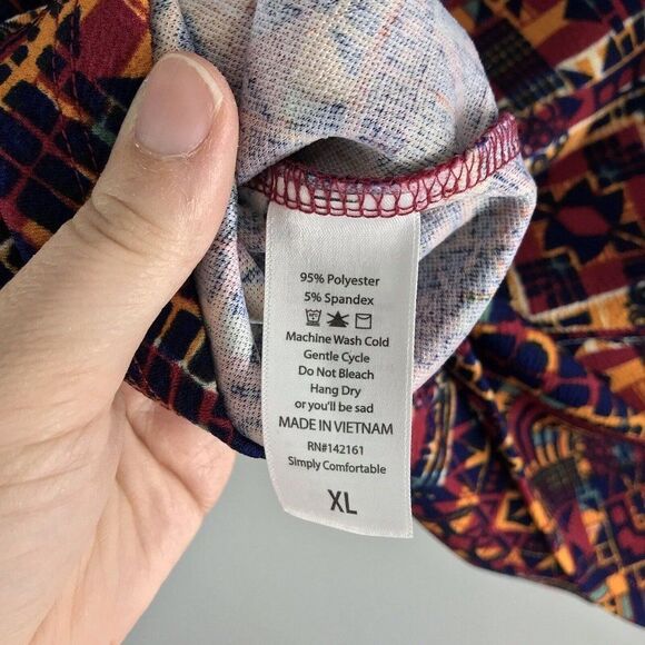 Lularoe Size XL Aztec Tribal Geometric Cassie Skirt Blue Orange Southwestern - Picture 8 of 10